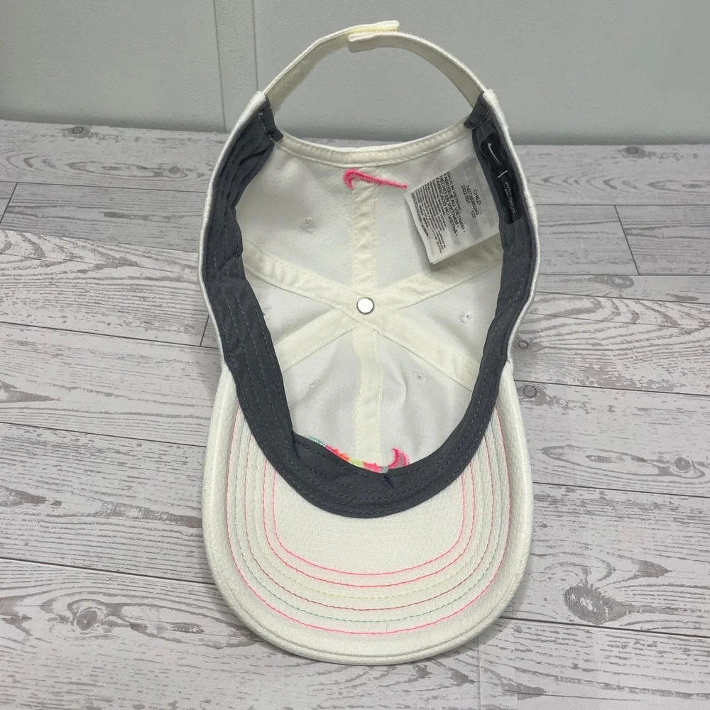Nike Kids Dri-FIT White Baseball Hat Multi-Color Swoosh Adjustable Cap 2922-001